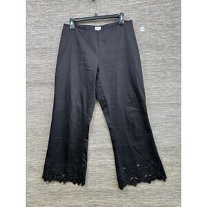 Cache Ankle Dress Pants Womens Size 10 Black Cut-out Design Mid Rise Stretch
